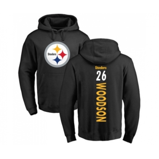 Football Pittsburgh Steelers #26 Rod Woodson Black Backer Pullover Hoodie - Jersey