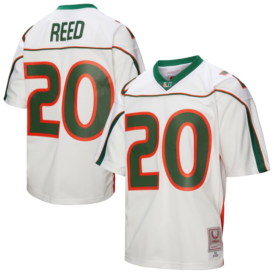 Men's Mitchell & Ness Ed Reed White Miami Hurricanes 2001 Legacy Jersey - Jersey
