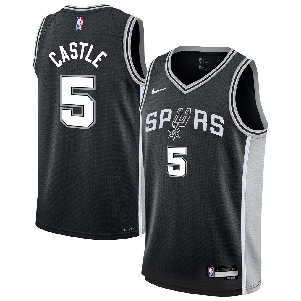 Youth San Antonio Spurs Stephon Castle Nike Black Swingman Jersey - Icon Edition - Jersey