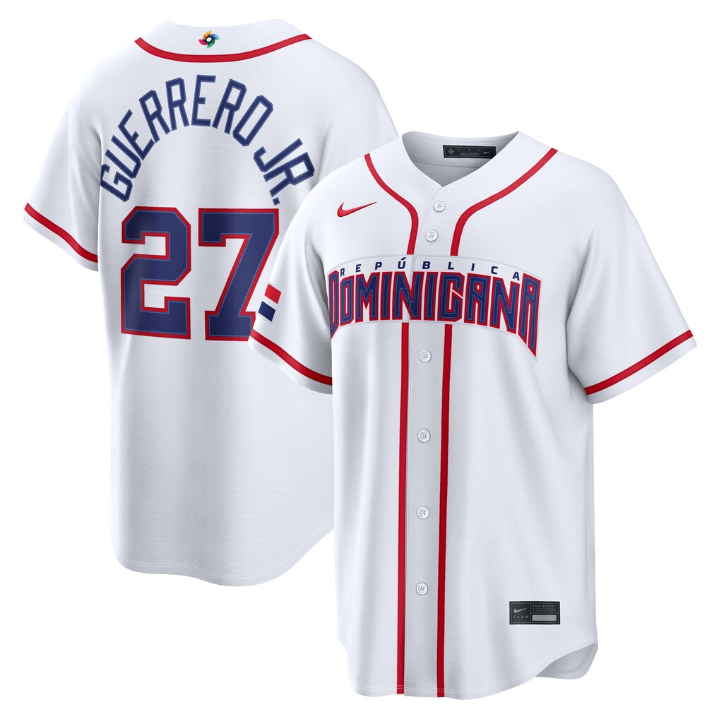Men's Dominican Republic Baseball Vladimir Guerrero Jr. Nike White 2026 World Baseball Classic Home Stadium Jersey - Jersey