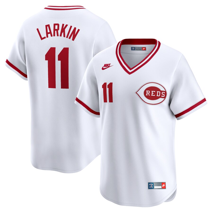 Men's Cincinnati Reds Barry Larkin Nike White Throwback Cooperstown Limited Jersey - Jersey