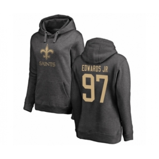 Football Women's New Orleans Saints #97 Mario Edwards Jr Ash One Color Pullover Hoodie - Jersey