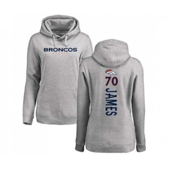 Football Women's Denver Broncos #70 Ja'Wuan James Ash Backer Pullover Hoodie - Jersey