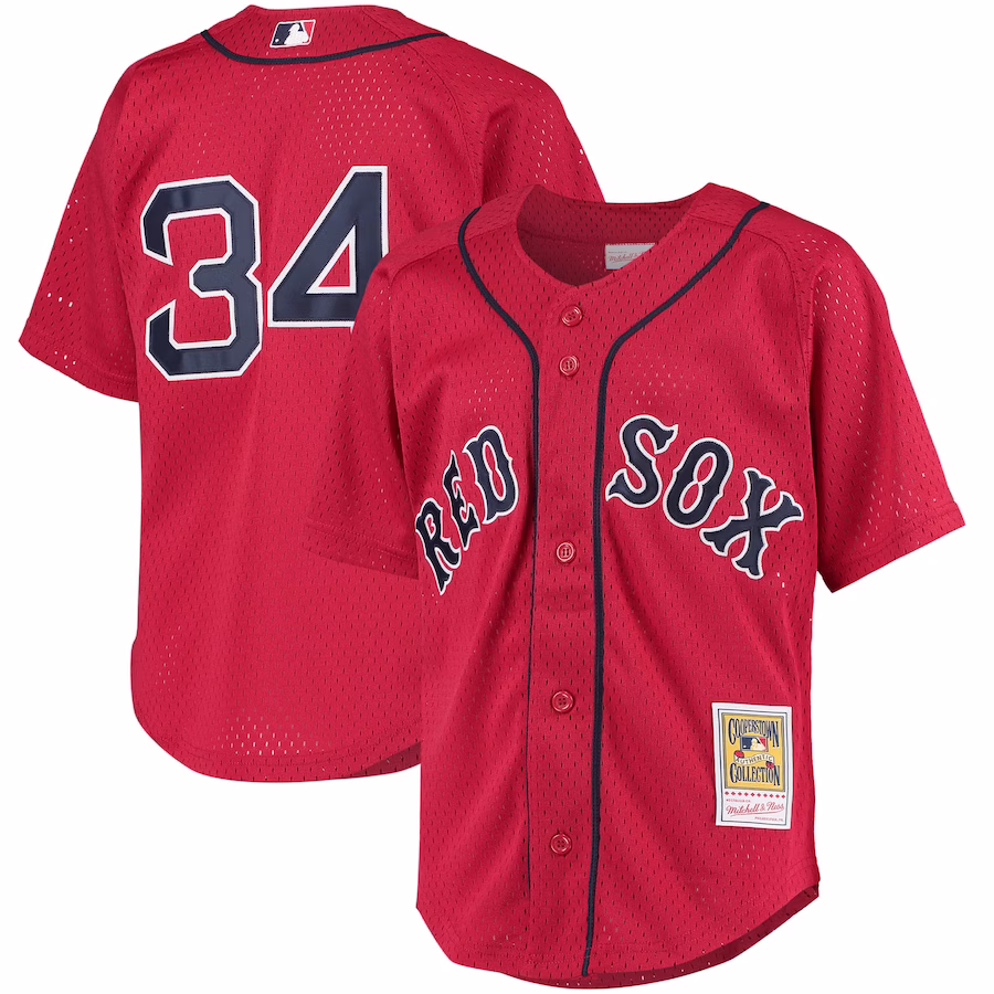 Youth Boston Red Sox David Ortiz Mitchell & Ness Red Cooperstown Collection Batting Practice Jersey - Jersey