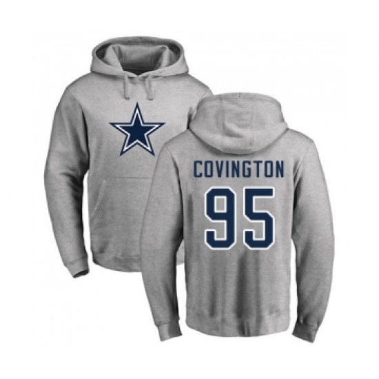 Football Dallas Cowboys #95 Christian Covington Ash Name & Number Logo Pullover Hoodie - Jersey