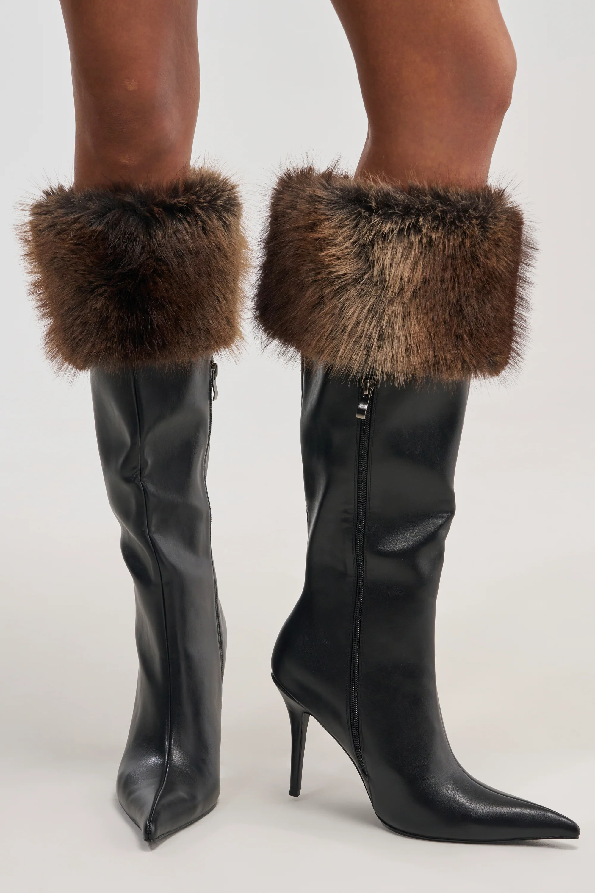 AZALEA WANG DOVE BLACK FUR TOPLINE BOOT - Akira Wear