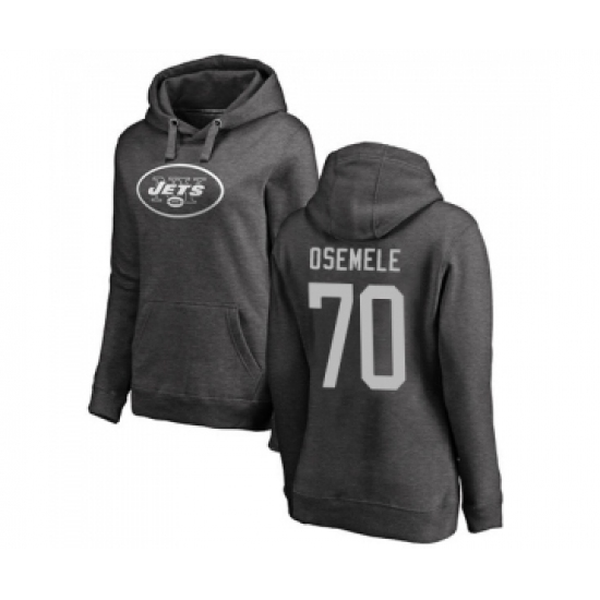 Football Women's New York Jets #70 Kelechi Osemele Ash One Color Pullover Hoodie - Jersey