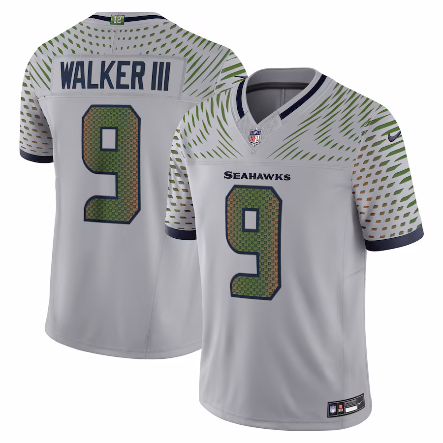 Men's Seattle Seahawks Kenneth Walker III Nike Wolf Gray 2025 Rivalries Collection Limited Jersey - Jersey