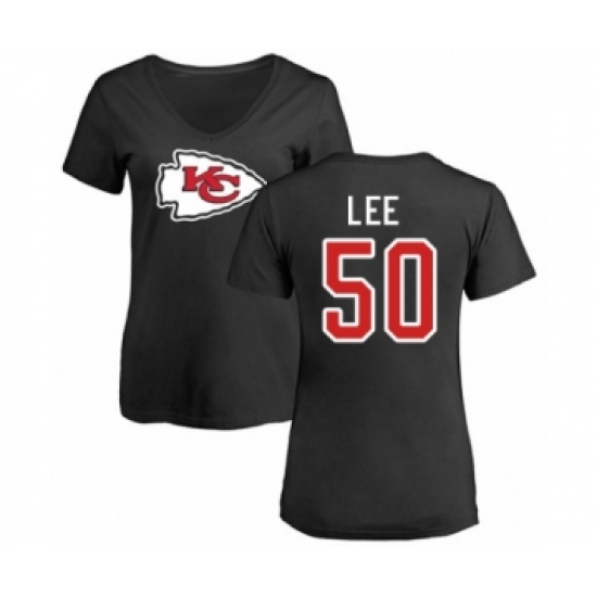 Football Women's Kansas City Chiefs #50 Darron Lee Black Name & Number Logo Slim Fit T-Shirt - Jersey