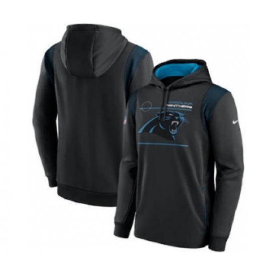 Men's Carolina Panthers 2021 Black Sideline Logo Performance Pullover Hoodie - Jersey