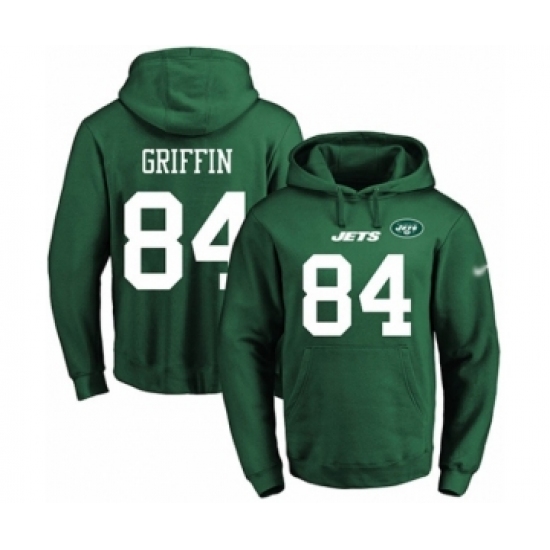 Football Men's New York Jets #84 Ryan Griffin Green Name & Number Pullover Hoodie - Jersey