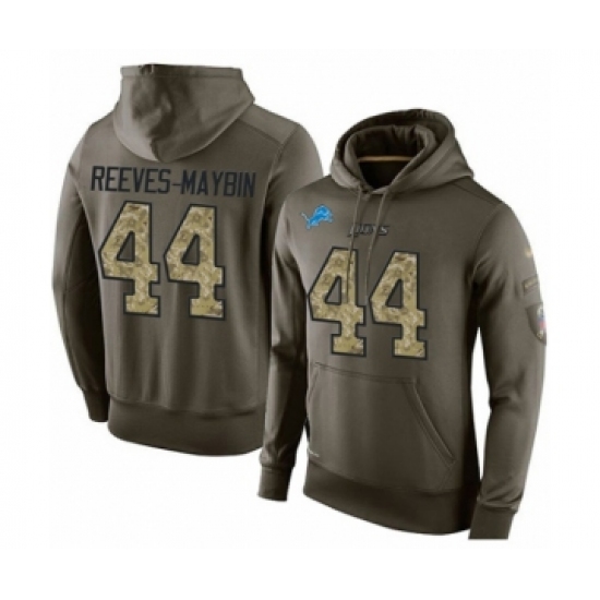 Football Men's Detroit Lions #44 Jalen Reeves-Maybin Green Salute To Service Pullover Hoodie - Jersey