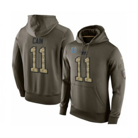 Football Indianapolis Colts #11 Deon Cain Green Salute To Service Men's Pullover Hoodie - Jersey