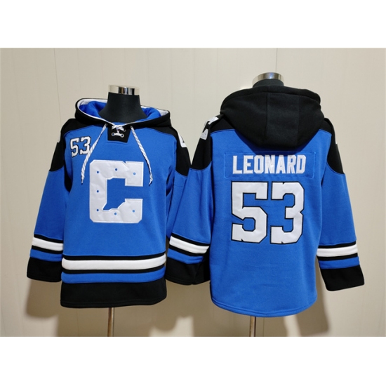Men's Indianapolis Colts #53 Shaquille Leonard Blue Ageless Must-Have Lace-Up Pullover Hoodie - Jersey
