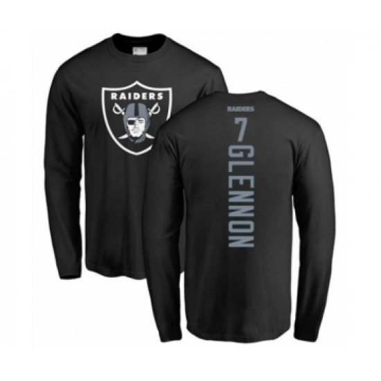 Football Oakland Raiders #7 Mike Glennon Black Backer Long Sleeve T-Shirt - Jersey