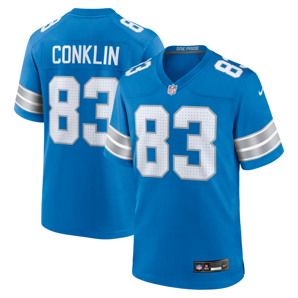 Men's Detroit Lions Tyler Conklin Nike Blue Team Game Jersey - Jersey