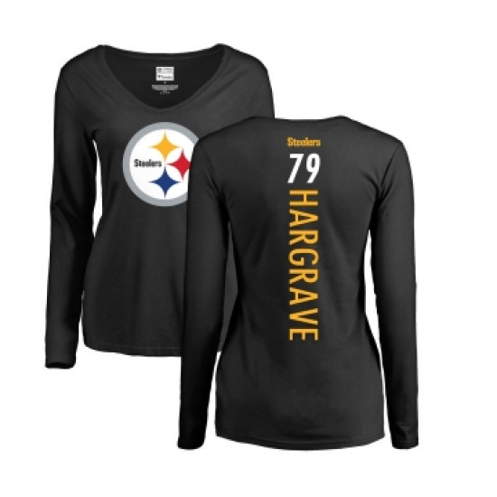 Football Women's Pittsburgh Steelers #79 Javon Hargrave Black Backer Slim Fit Long Sleeve T-Shirt - Jersey