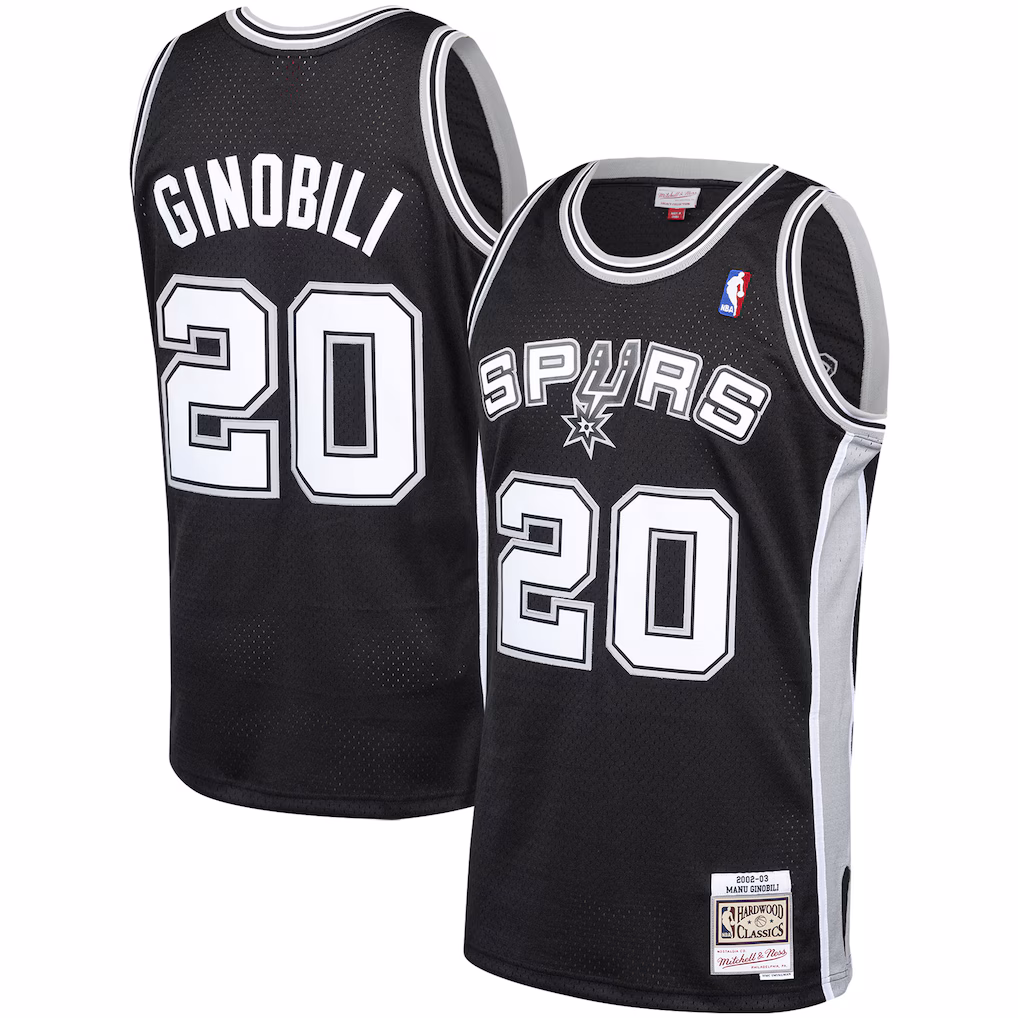 Men's San Antonio Spurs Manu Ginobili Mitchell & Ness Black Hardwood Classics Swingman Jersey - Jersey