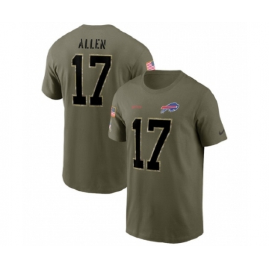 Men's Buffalo Bills #17 Josh Allen 2022 Olive Salute to Service T-Shirt - Jersey