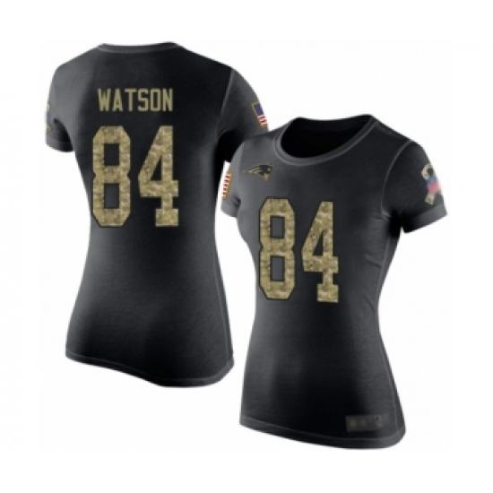 Football Women's New England Patriots #84 Benjamin Watson Black Camo Salute to Service T-Shirt - Jersey