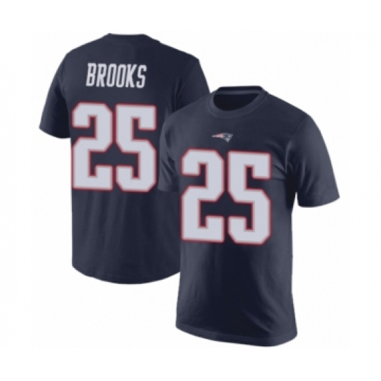 Football New England Patriots #25 Terrence Brooks Navy Blue Rush Pride Name & Number T-Shirt - Jersey