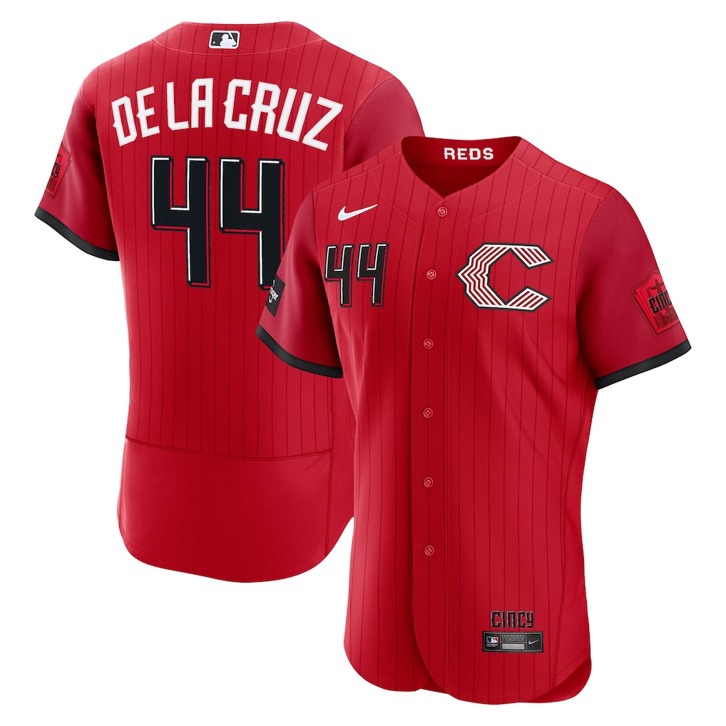 Men's Cincinnati Reds Elly De La Cruz Nike Red 2026 City Connect Authentic Sponsor Patch Jersey - Jersey