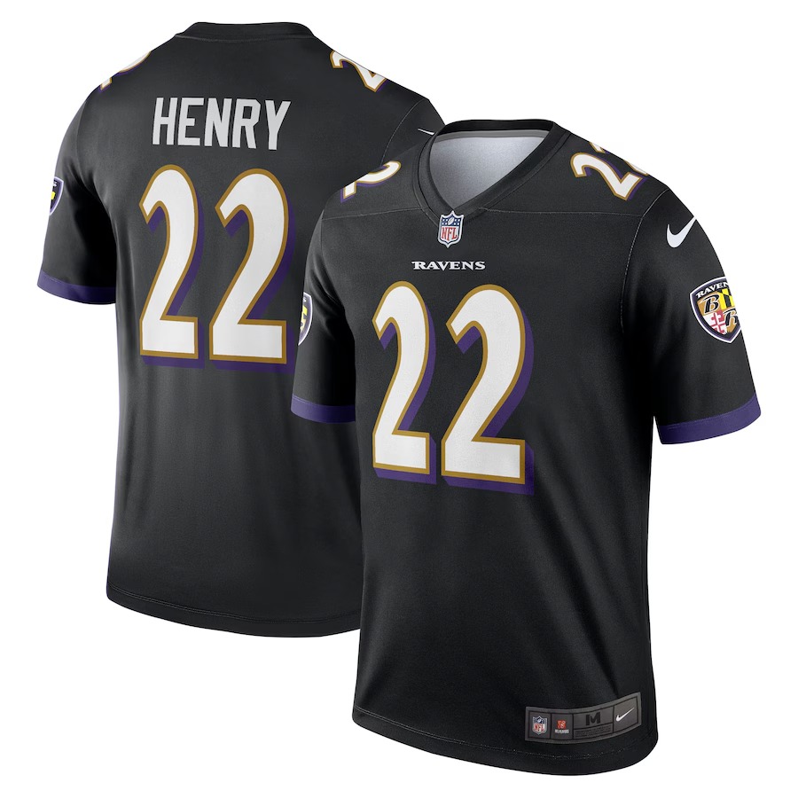 Men's Baltimore Ravens Derrick Henry Nike Black Legend Player Performance Top - Jersey