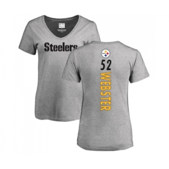 Football Women's Pittsburgh Steelers #52 Mike Webster Ash Backer V-Neck T-Shirt - Jersey