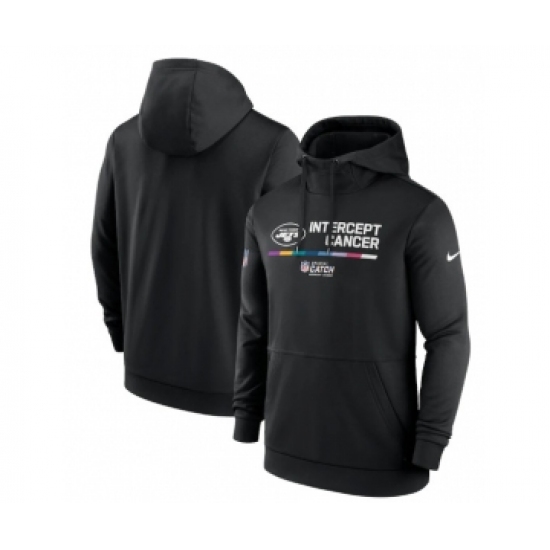 Men's New York Jets 2022 Black Crucial Catch Therma Performance Pullover Hoodie - Jersey