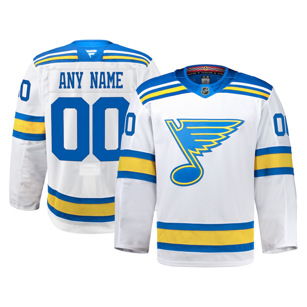 Men's St. Louis Blues Fanatics White Away Authentic Pro Custom Jersey - Jersey