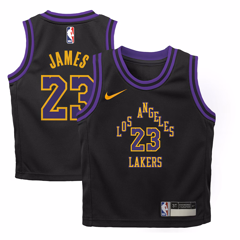 Preschool Los Angeles Lakers LeBron James Nike Black 2025/26 City Edition Swingman Jersey - Jersey