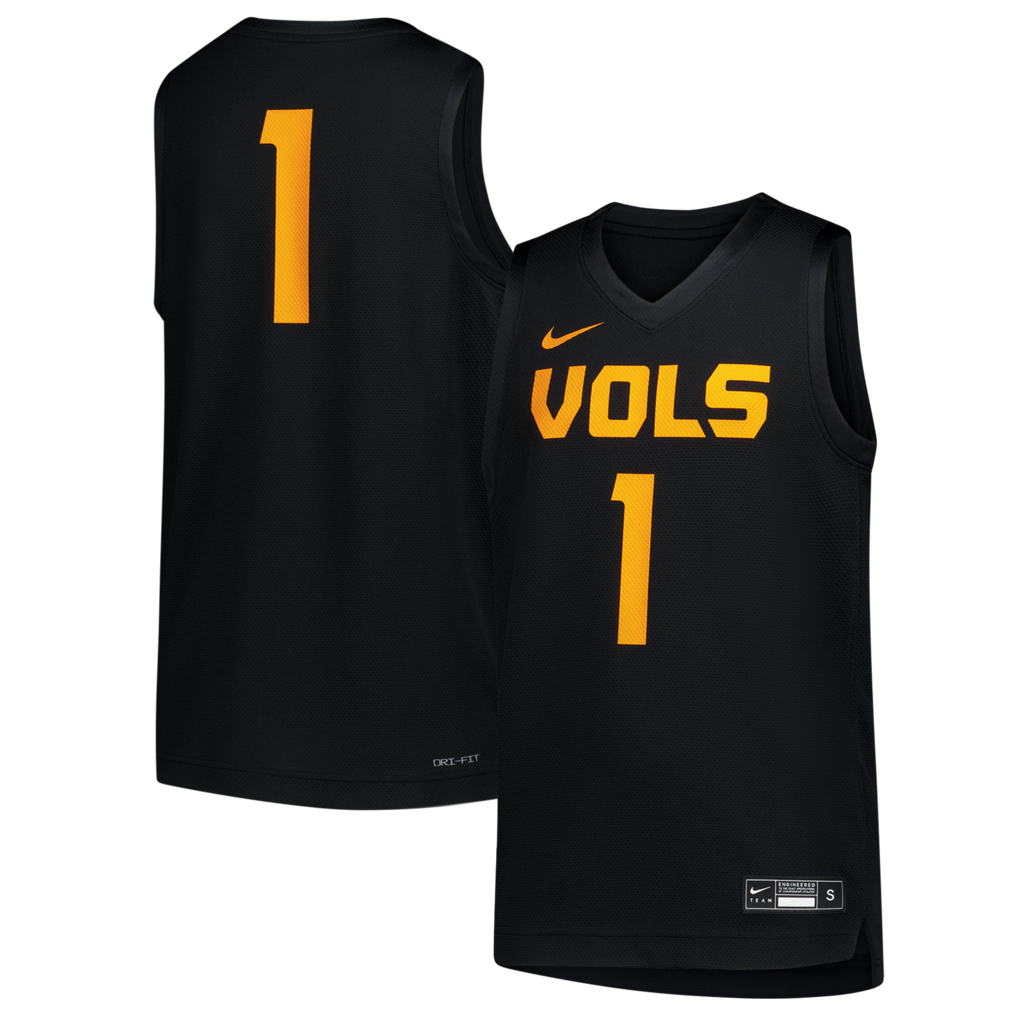 Youth Nike #1 Black Tennessee Volunteers Replica Basketball Jersey - Jersey