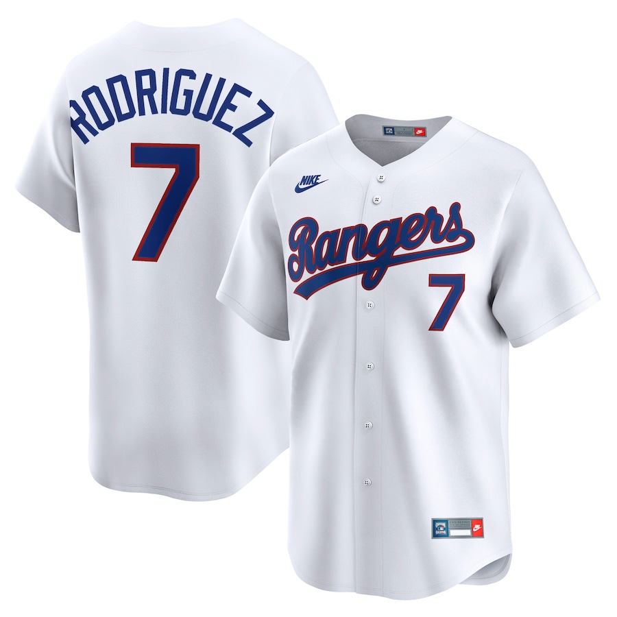Men's Texas Rangers Ivan Rodriguez Nike White Throwback Cooperstown Collection Limited Jersey - Jersey