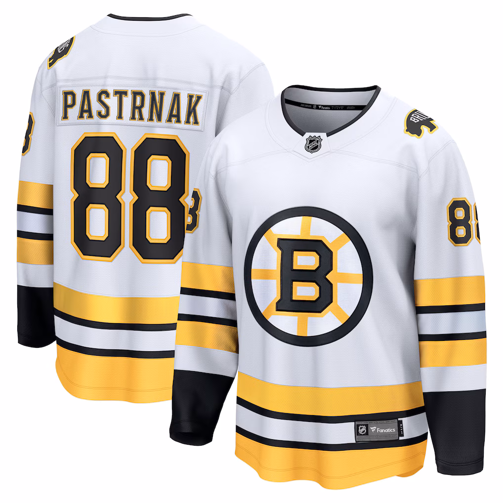 Men's Boston Bruins David Pastrnak Fanatics White Away Breakaway Player Jersey - Jersey