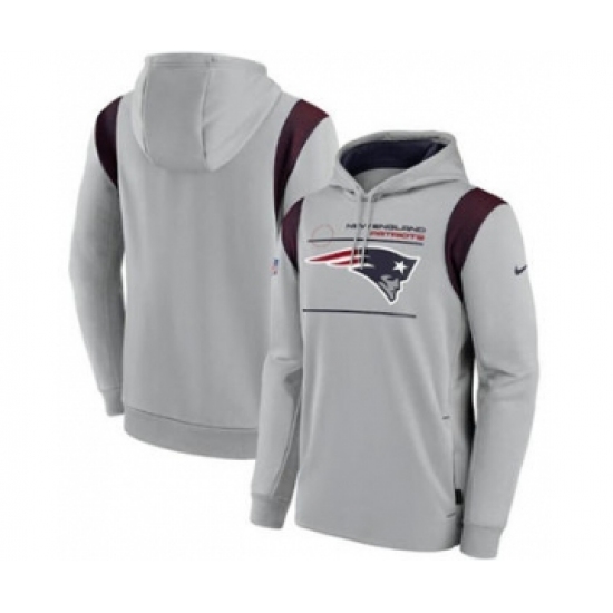 Men's New England Patriots 2021 Gray Sideline Logo Performance Pullover Hoodie - Jersey