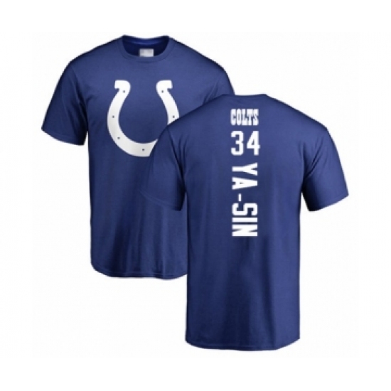 Football Indianapolis Colts #34 Rock Ya-Sin Royal Blue Backer T-Shirt - Jersey