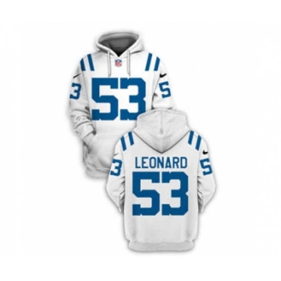 Men's Indianapolis Colts #53 Darius Leonard 2021 White Pullover Football Hoodie - Jersey