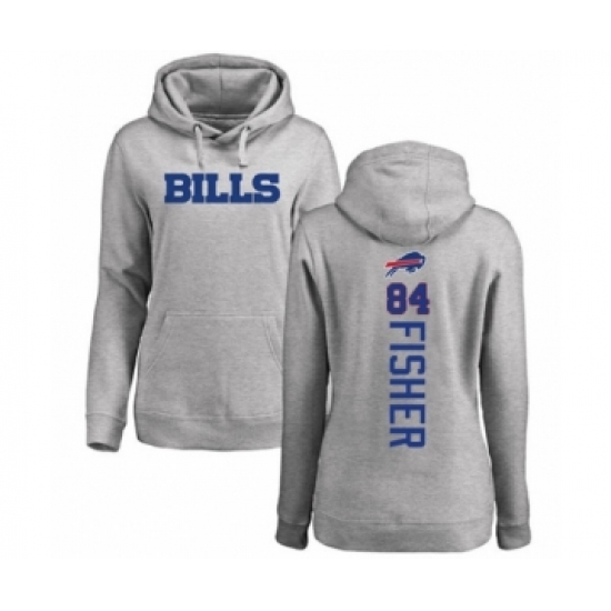Football Women's Buffalo Bills #84 Jake Fisher Ash Backer Pullover Hoodie - Jersey