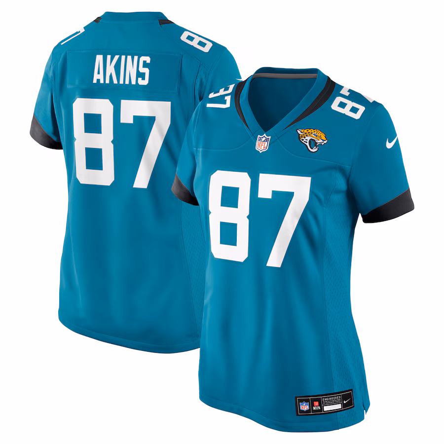 Women's Jacksonville Jaguars Jordan Akins Nike Teal Team Game Jersey - Jersey