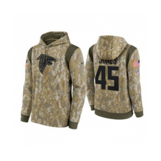 Men's Atlanta Falcons #45 Deion Jones Camo 2021 Salute To Service Therma Performance Pullover Football Hoodie - Jersey