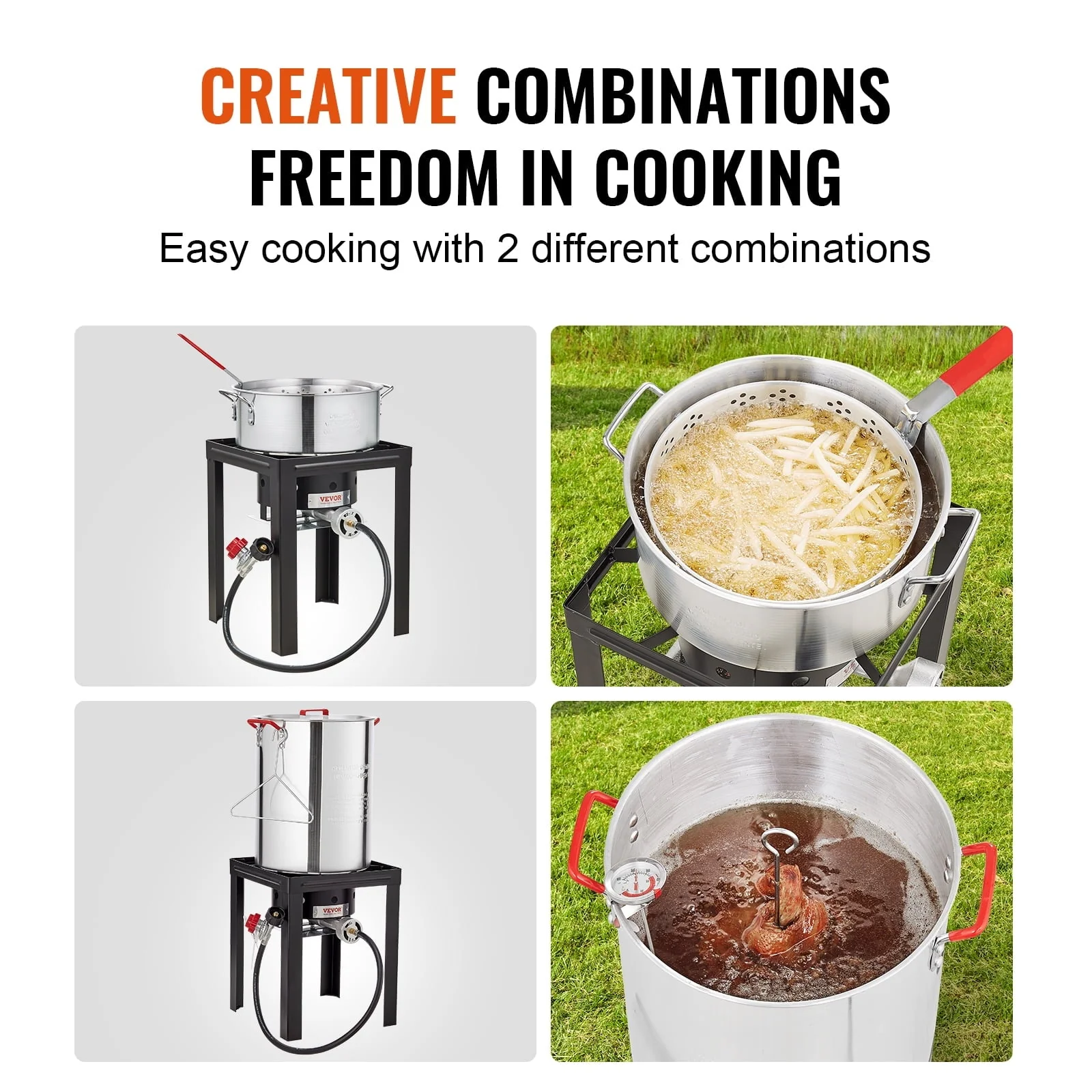 BENTISM 30Qt Turkey 10Qt Fish Deep Fryer Propane Boiler Steamer Stock Pot Outdoor