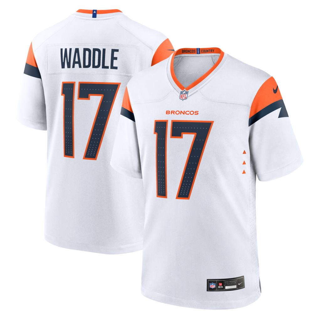 Men's Denver Broncos Jaylen Waddle Nike White Game Jersey - Jersey