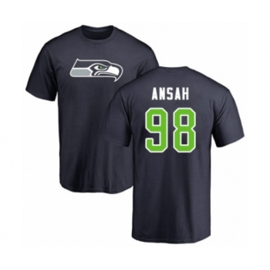 Football Seattle Seahawks #98 Ezekiel Ansah Navy Blue Name & Number Logo T-Shirt - Jersey
