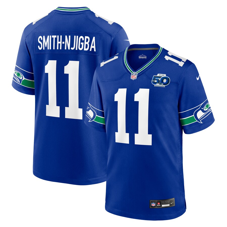 Men's Seattle Seahawks Jaxon Smith-Njigba Nike Royal Alternate 50th Season Game Jersey - Jersey