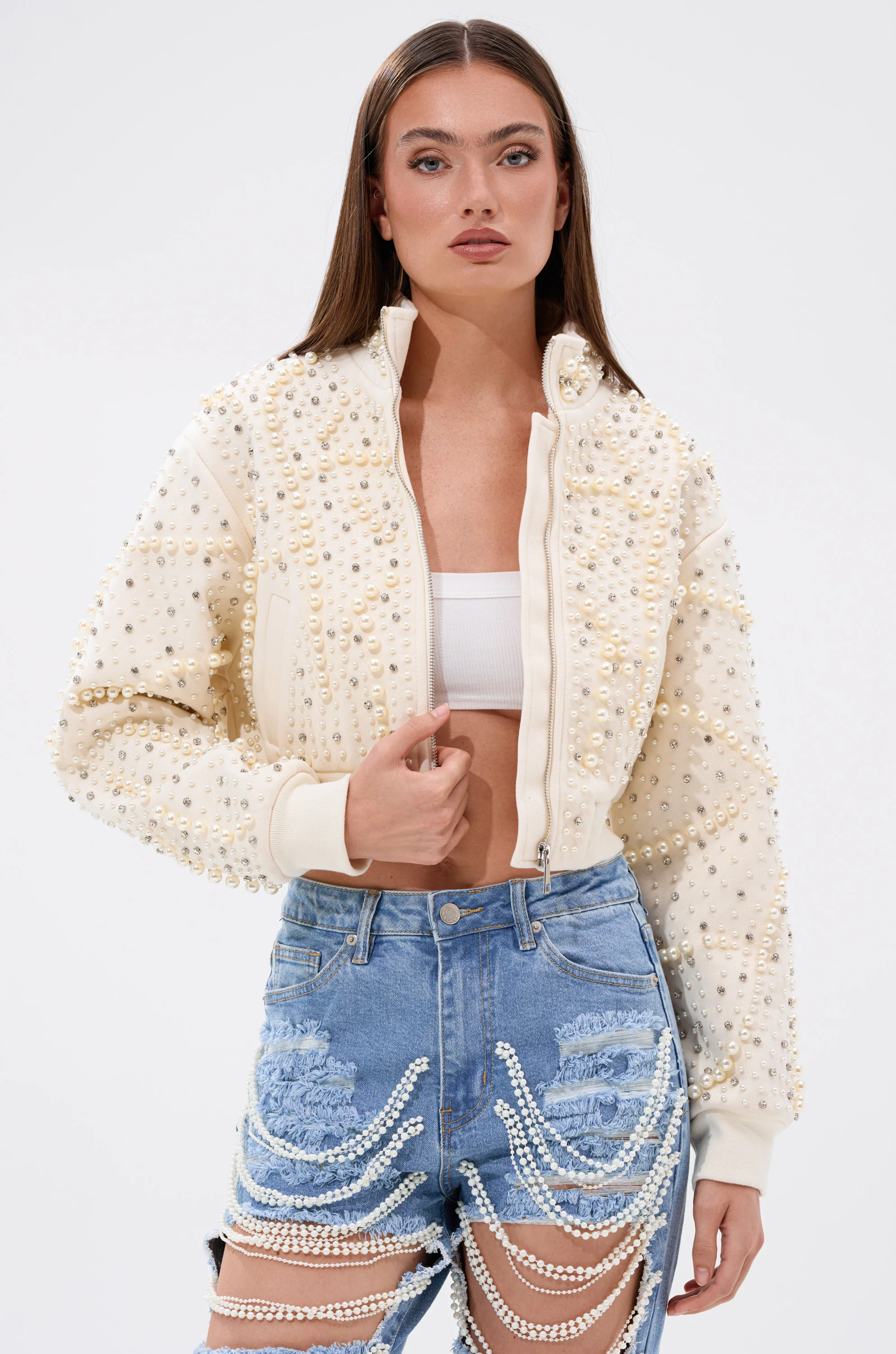 GOODIE TWO SHOES EMBELLISHED BOMBER - Akira Wear