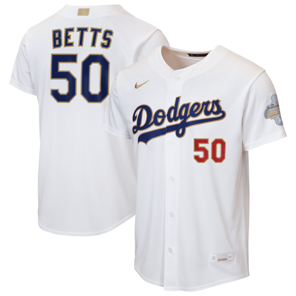 Youth Los Angeles Dodgers Mookie Betts Nike White 2026 Gold Collection Home Replica Jersey - Jersey