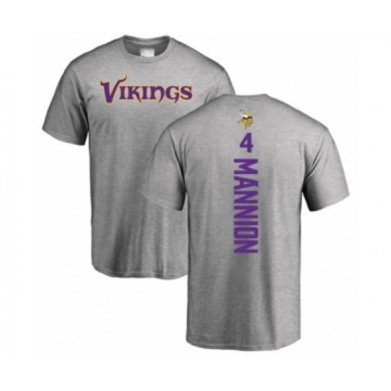 Football Minnesota Vikings #4 Sean Mannion Ash Backer T-Shirt - Jersey