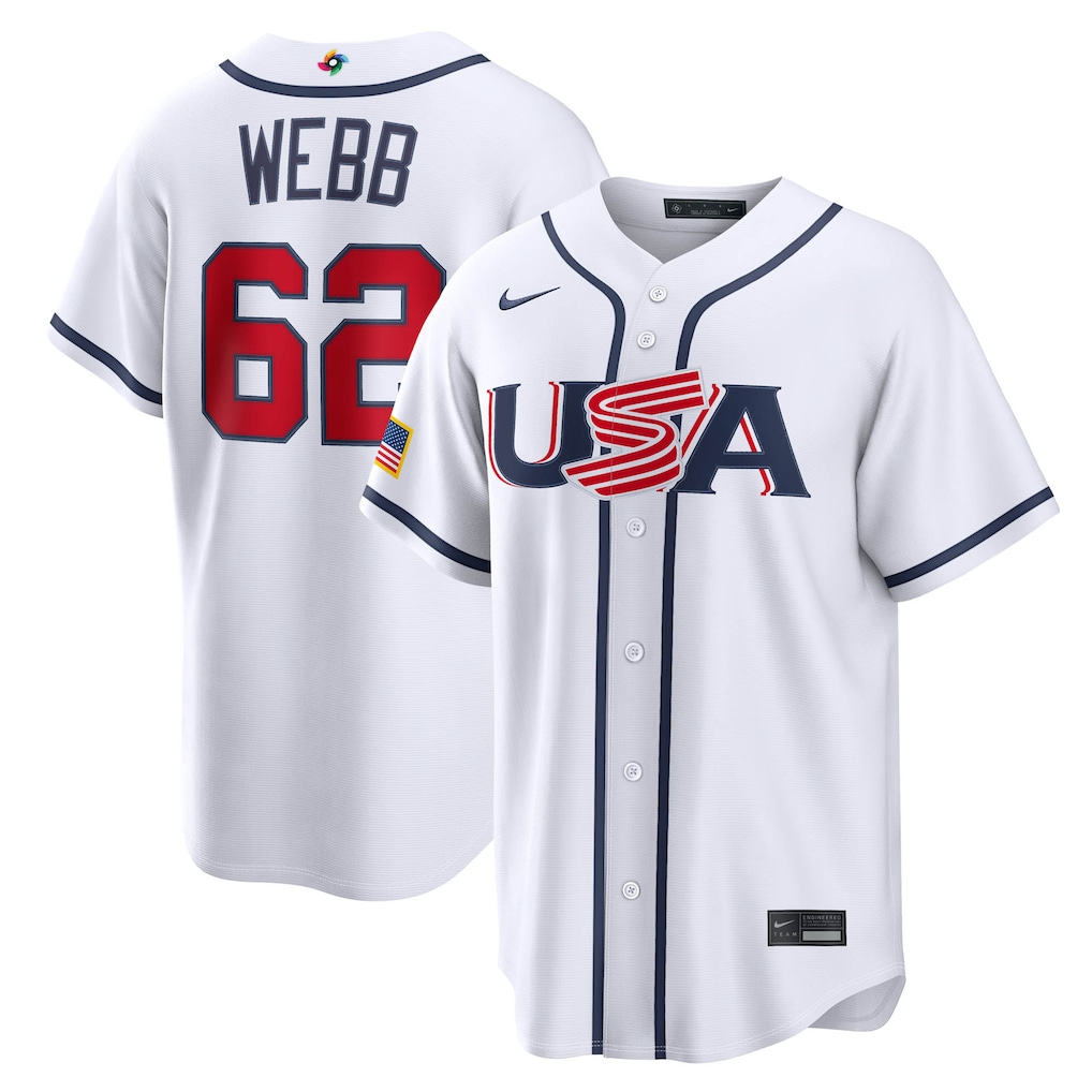 Men's USA Baseball Logan Webb Nike White 2026 World Baseball Classic Home Stadium Jersey - Jersey