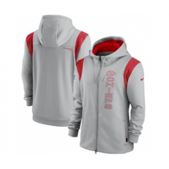 Men's Kansas City Chiefs 2021 Gray Sideline Team Performance Full-Zip Hoodie - Jersey