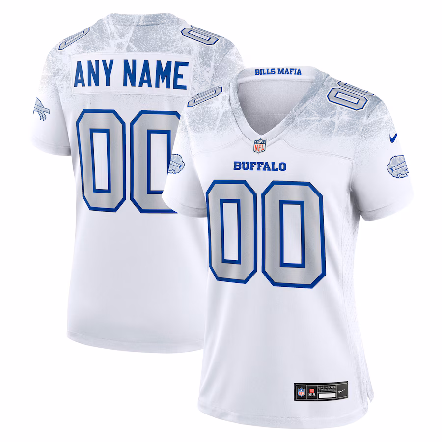 Women's Buffalo Bills Nike White 2025 Rivalries Collection Custom Game Jersey - Jersey
